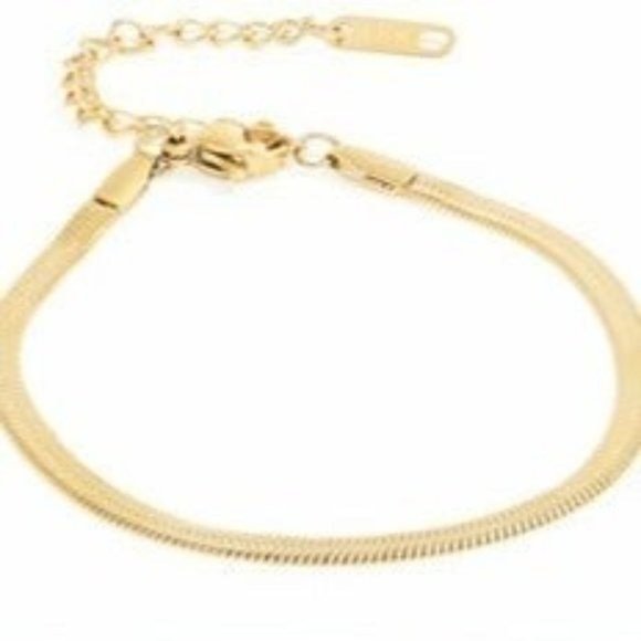 Classic Herringbone Bracelet Beautiful Gold Stacking Bracelet WATERPROOF Jewelry - Picture 4 of 12